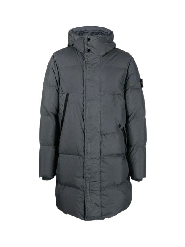 Stone Island Garment Dyed Crinkle Reps R-Ny Down Coat in Dark Grey