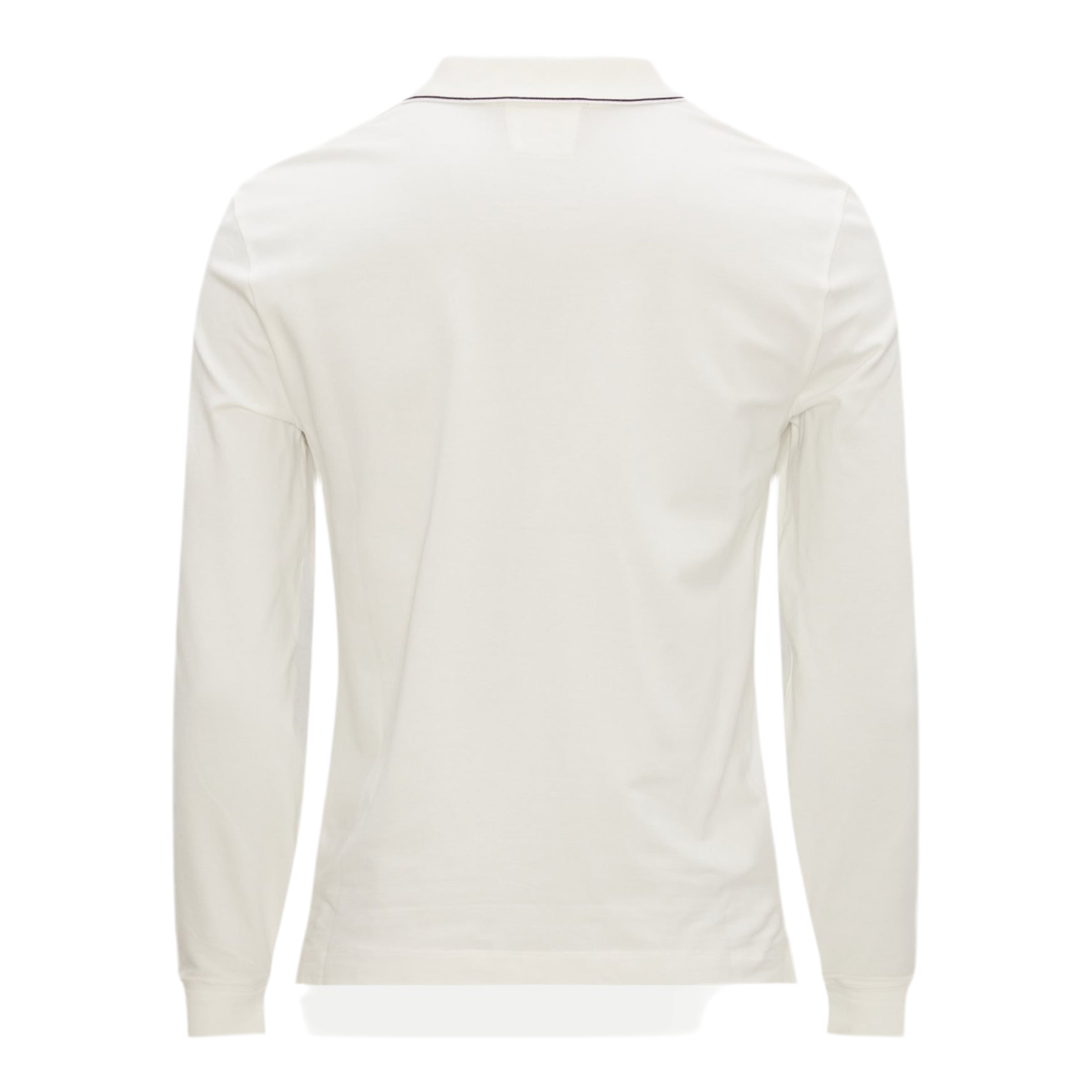 Cp Company 070A Slim Fit Long Sleeve Stretch Piquet Polo Shirt in White