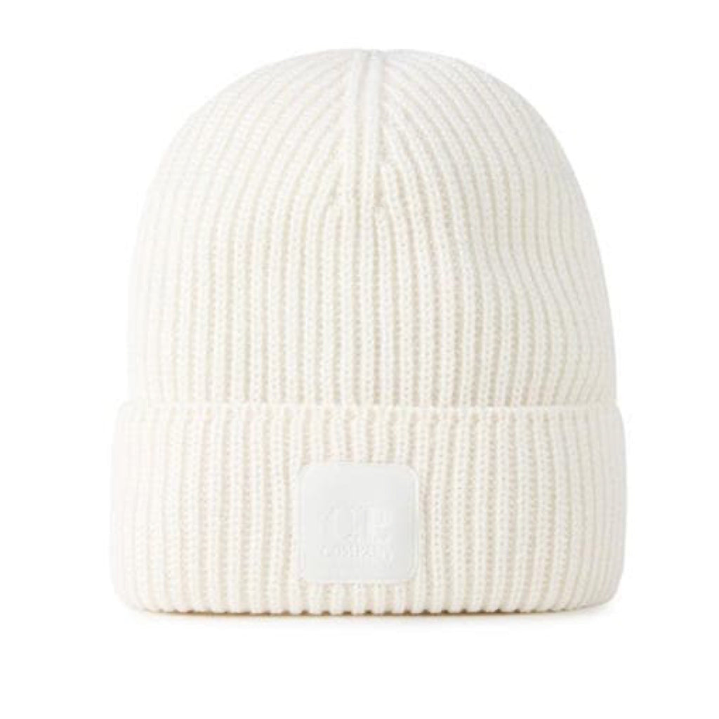 Cp Company Metropolis Series Extrafine Merino Wool Logo Beanie in White