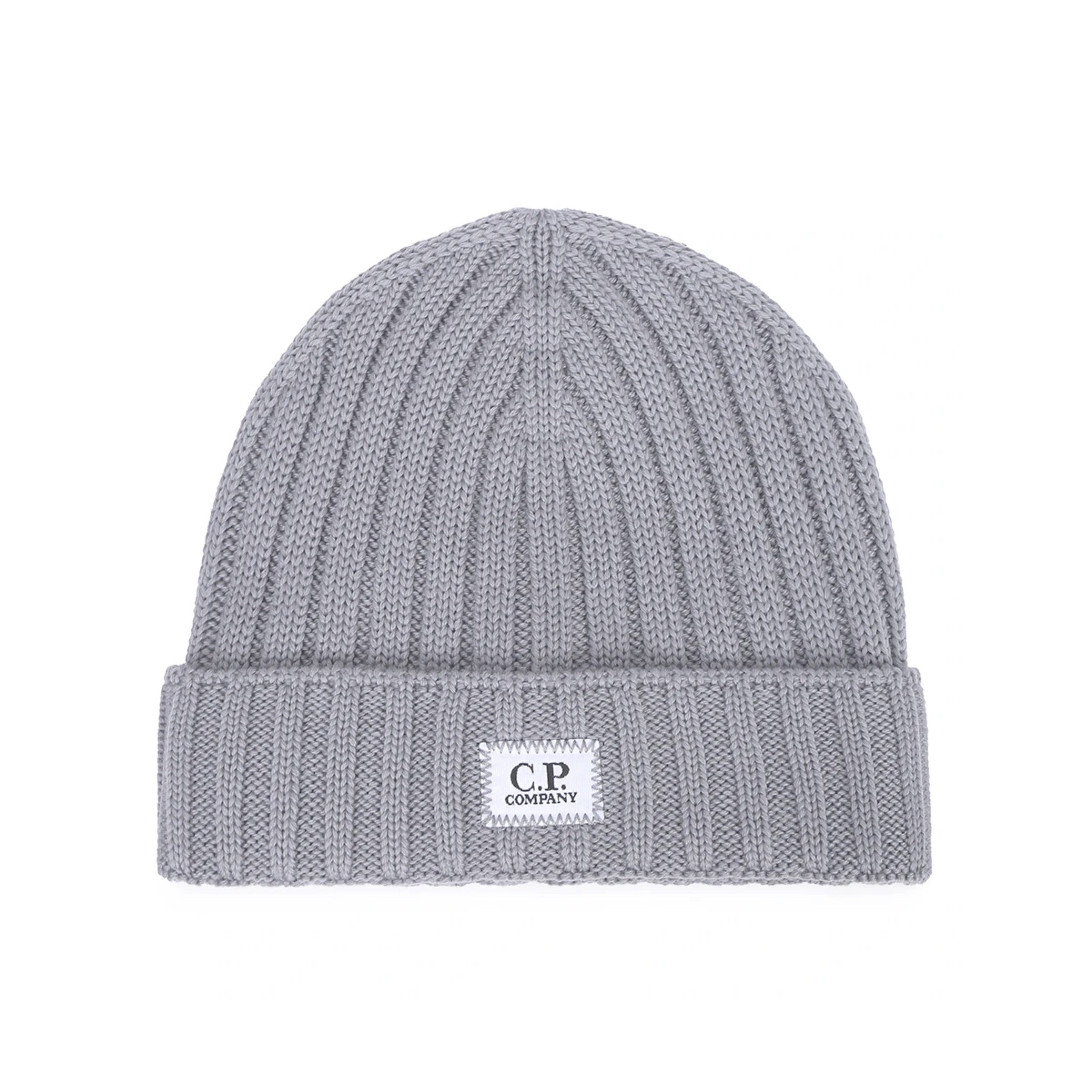 Cp Company Merino Wool Patch Logo Beanie in Grey M93