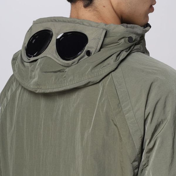 Cp Company Goggle Hooded Chrome Jacket In Bronze Green