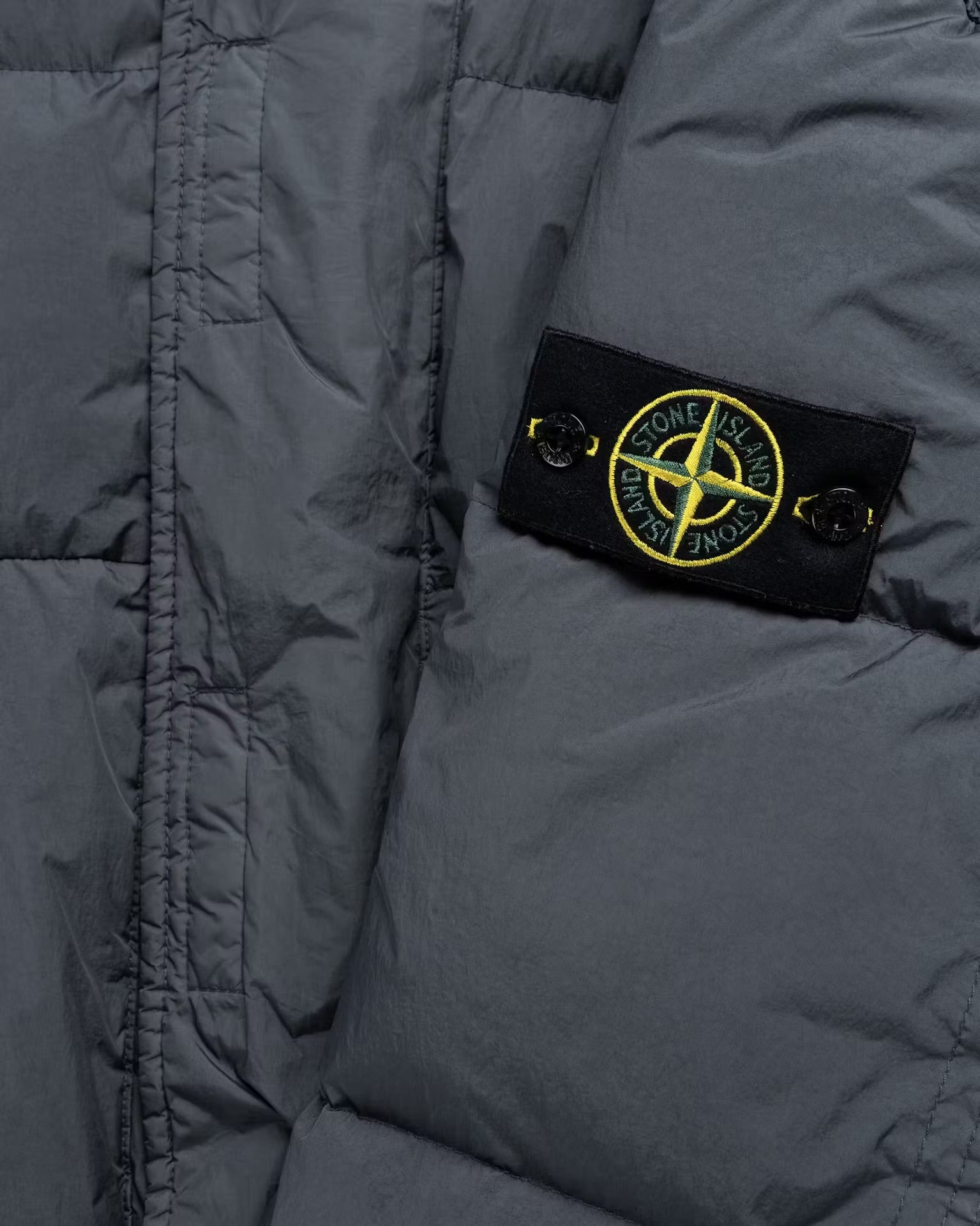 Stone Island Garment Dyed Crinkle Reps R-Ny Down Coat in Dark Grey