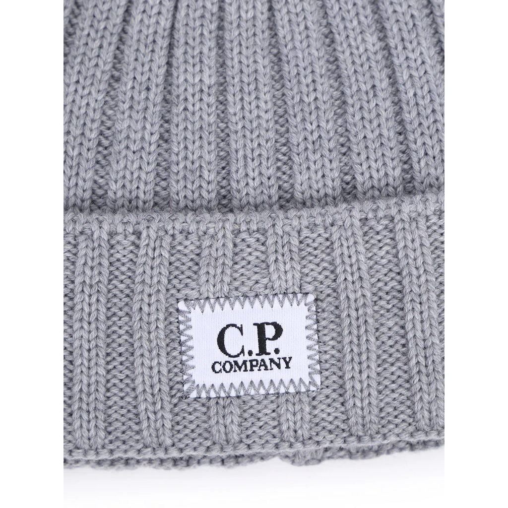 Cp Company Merino Wool Patch Logo Beanie in Grey M93