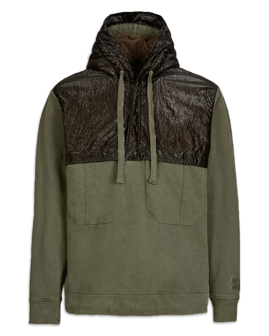 Cp Company Diagonal Fleece Overhead Hoodie In Ivy Green