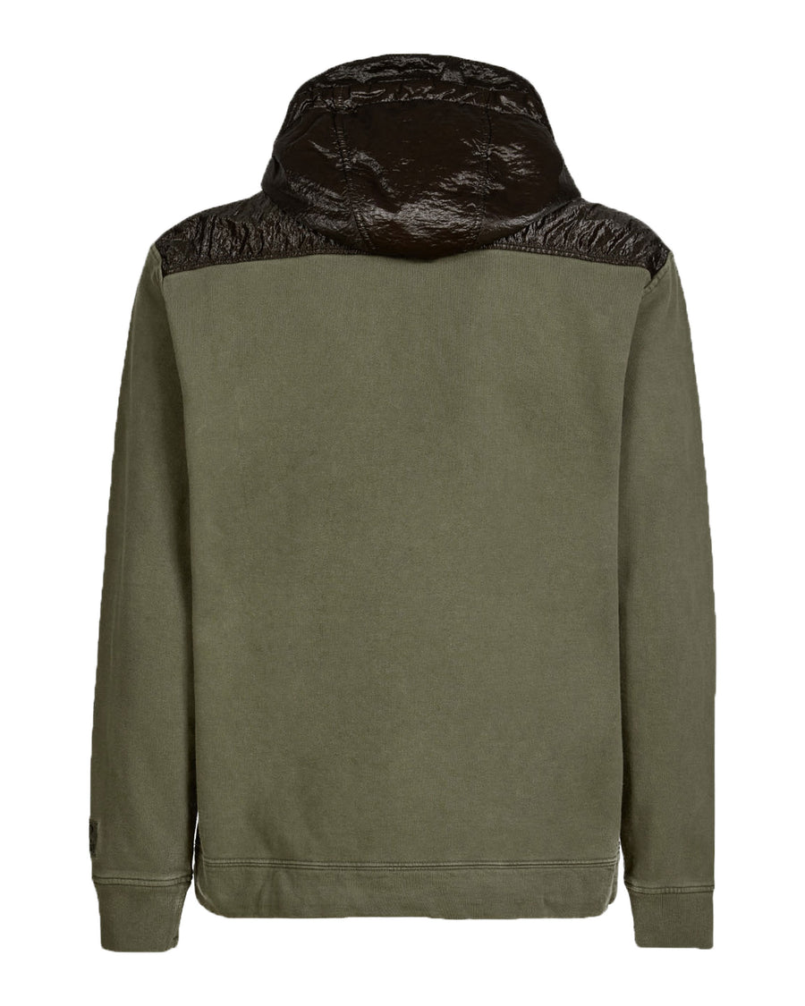 Cp Company Diagonal Fleece Overhead Hoodie In Ivy Green