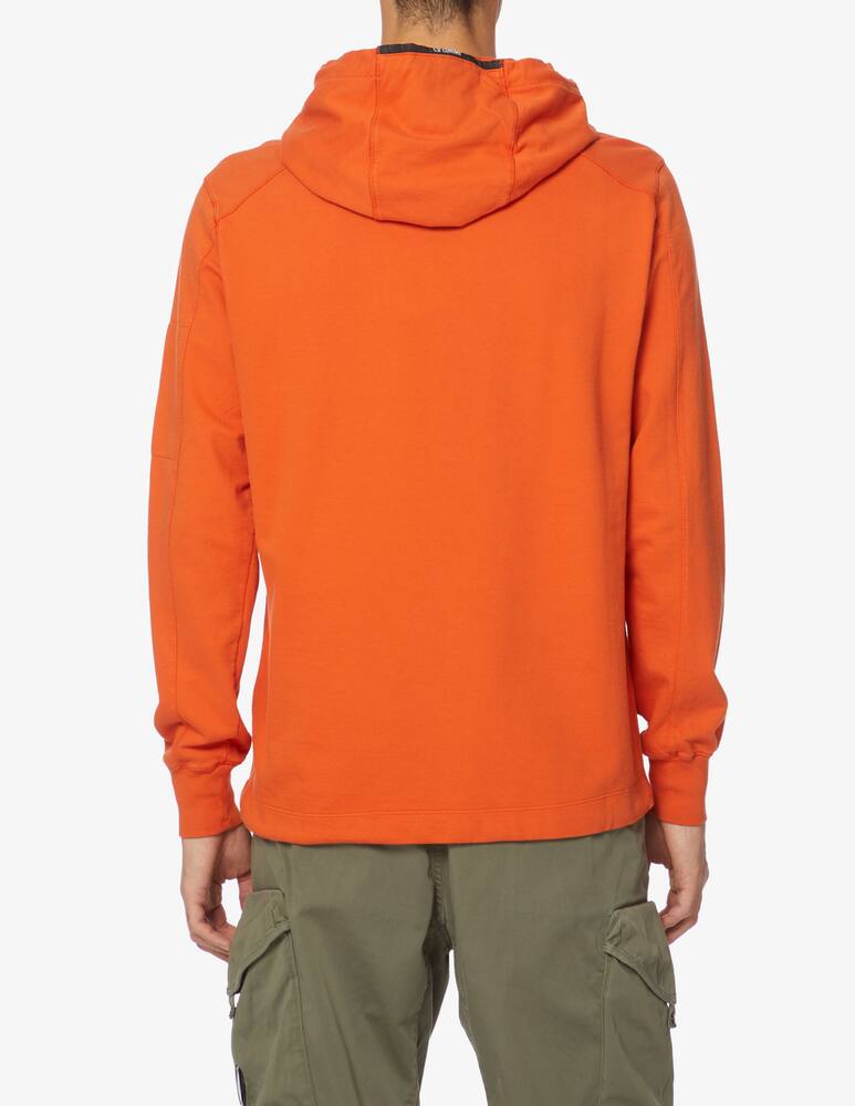 Cp Company Light Fleece Lens Overhead Hoodie In Harvest Pumpkin