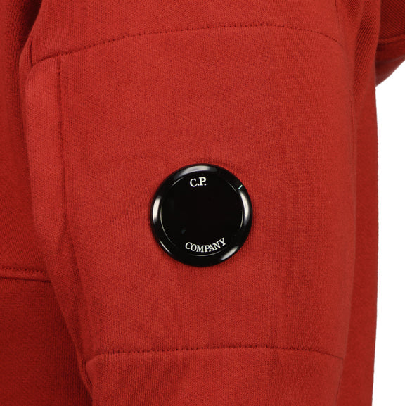 Cp Company Heavy Lens Overhead Hoodie In Red