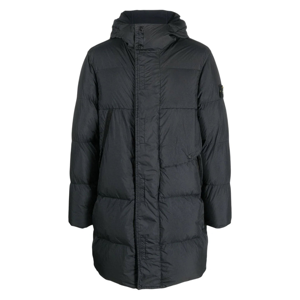 Stone Island Garment Dyed Crinkle Reps R-Ny Down Coat in Black