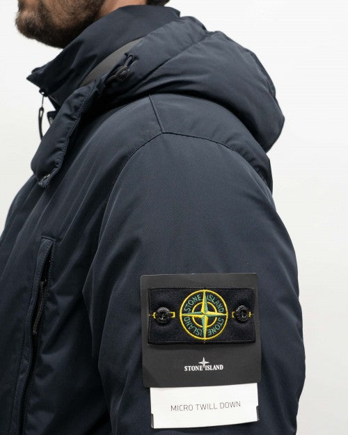 Stone Island Micro Twill Down Jacket In Navy
