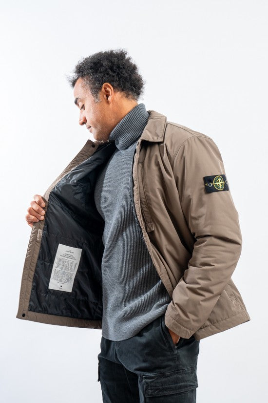 Stone Island Micro Twill With Primaloft Insulation Jacket In Walnut Brown