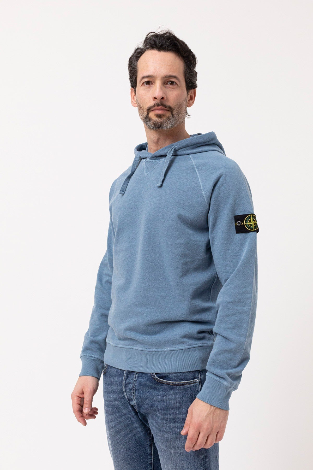 Stone Island Garment Dyed Overhead Hoodie In Blue