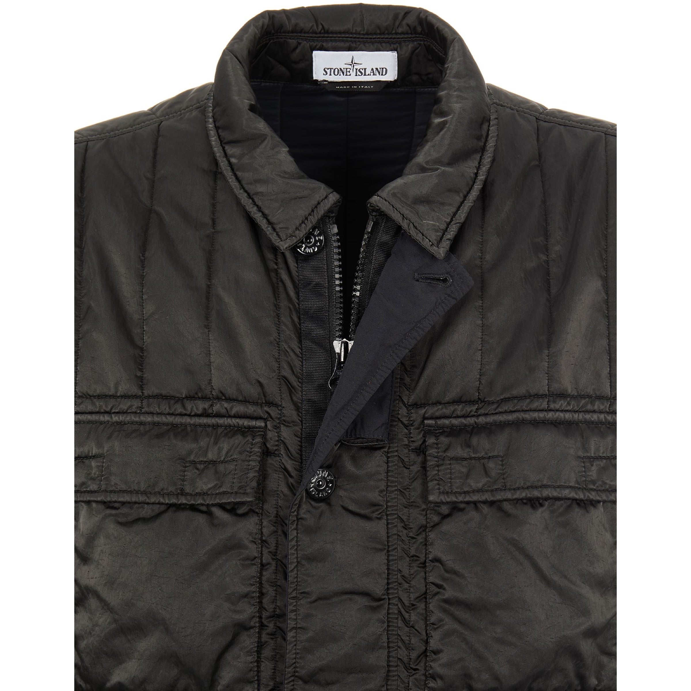 Stone Island Nylon Raso Quilted-Tc In Black